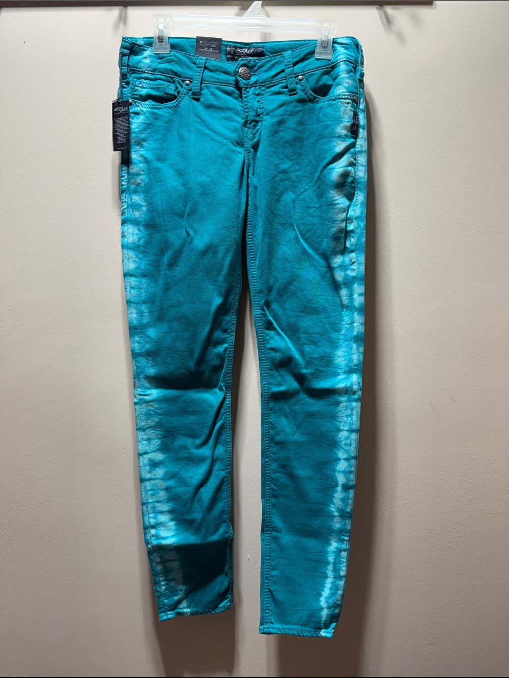 Silver Jeans Women's Skinny Jeans in Teal Tie-Dye